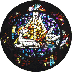 The symbols of the Trinity - Father, Son, and Holy Spirit