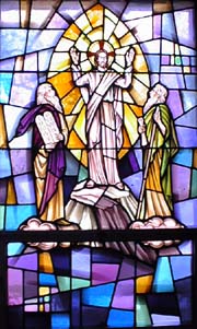 Jesus with Elijah (prophets) and Moses (law)