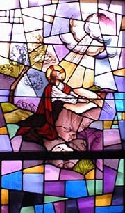 Jesus prays in the Garden of Gethsemane